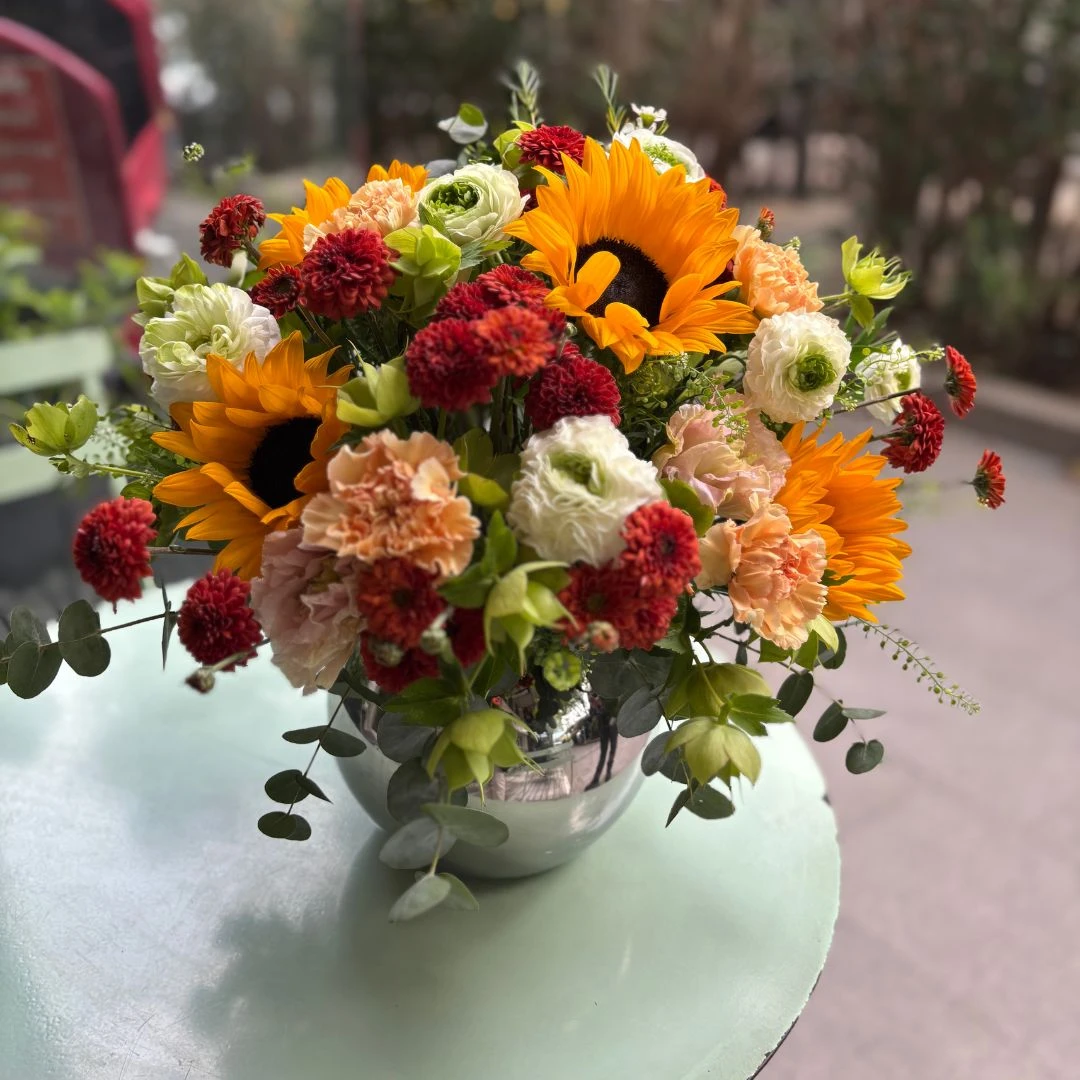 Top Vazoda Ayçiçekli Aranjman